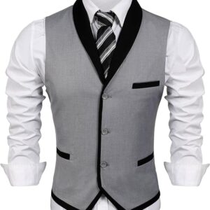 COOFANDY Men's Suit Vest Slim Fit Formal Business Dress Vest Casual Wedding Waistcoat