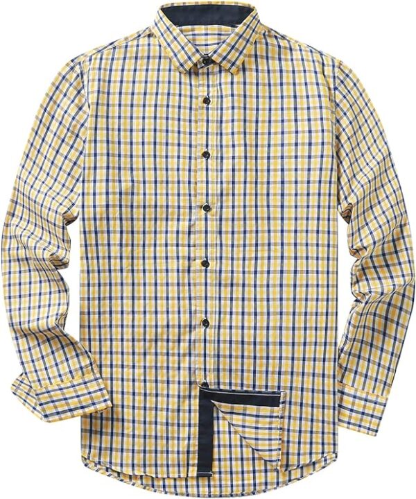 JMIERR Men's Dress Shirts Plaid 100% Cotton Button Down Long Sleeve Regular Fit Formal Business Shirts
