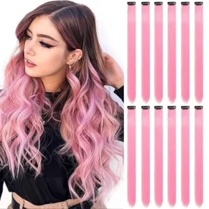 Pink Hair Extensions Clips