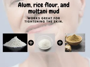 Alum powder, rice flour, and multani mud mask